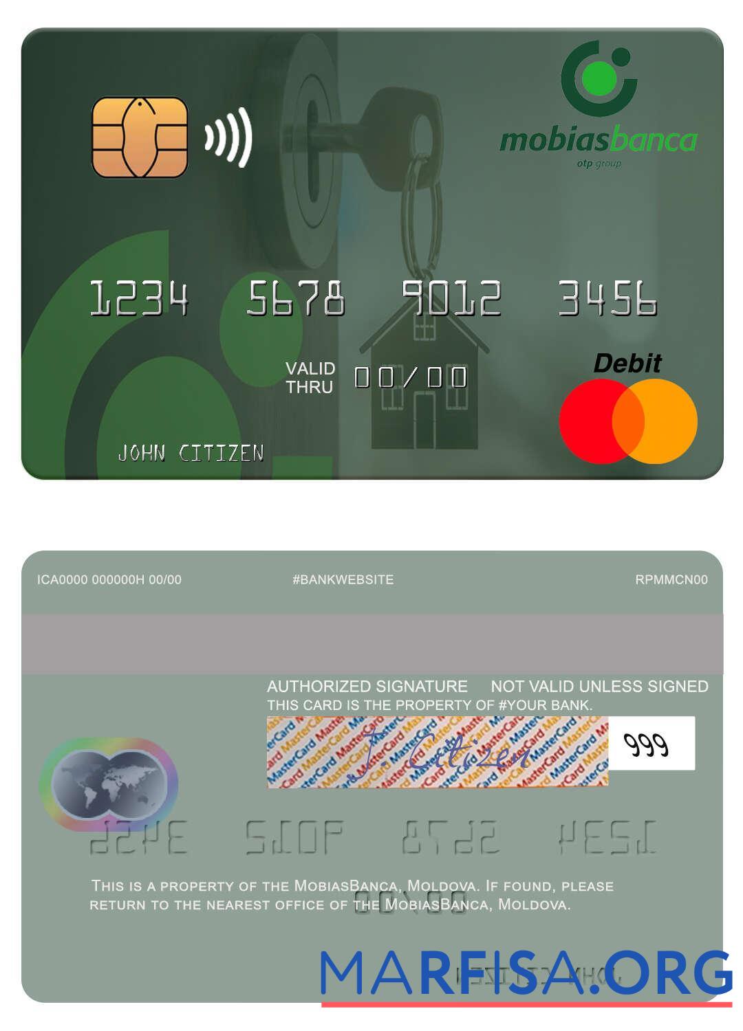 Realistic Moldova MobiasBanca mastercard sample
